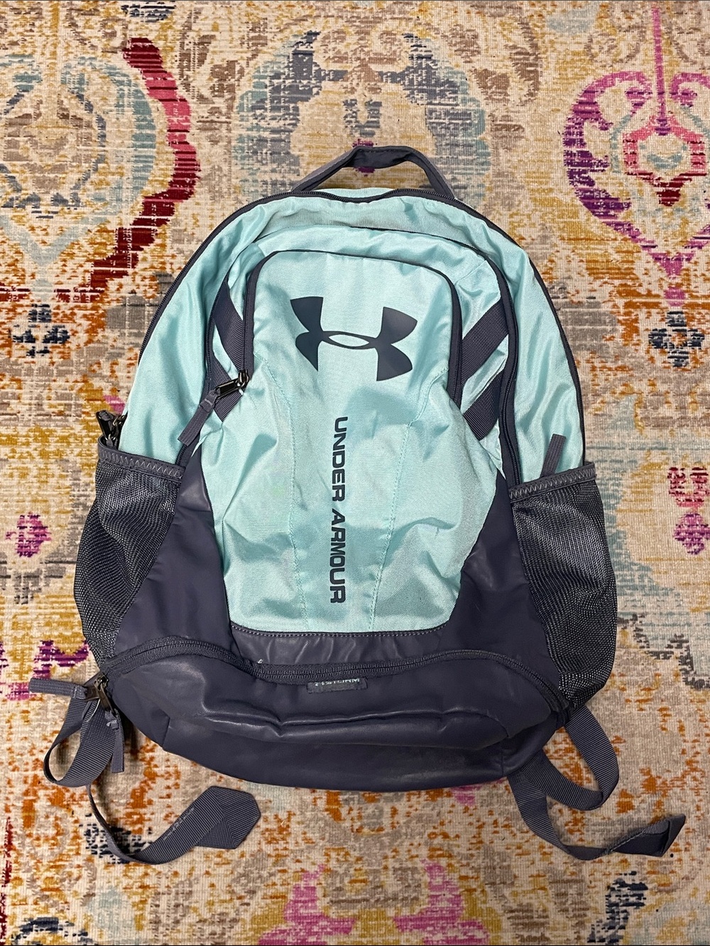 Under Armour Hustle Storm Backpack Mint Green & Slate Gray